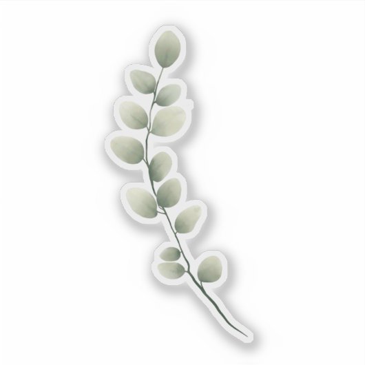 水彩の淡緑色離れのスタイルのブランチ シール (正面)