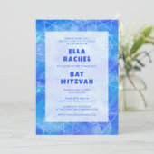 水彩の渦 星 青 カスタム バー バー ミツバ 招待状 (スタンド正面)