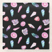 水彩の測地系と結晶パターン ガラスコースター (正面)