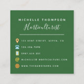 水彩の熱帯の葉パーソナライズされた スクエア名刺 (裏面)