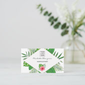 水彩の熱帯の葉パーソナライズされた 名刺 (スタンド正面)