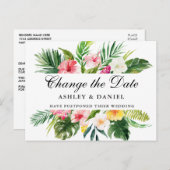 水彩の熱帯フローラが日付を変える ポストカード (正面/裏面)