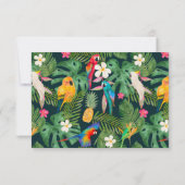 水彩の熱帯フローラのパロッツの赤ちゃんシャワー サンキューカード (裏面)