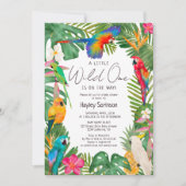 水彩の熱帯フローラのパロッツの赤ちゃんシャワー 招待状 (正面)