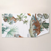 水彩の熱帯性模様でヒョウの動物が描かれている。 バスタオル (バスタオル)