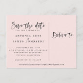 水彩の熱帯植物の葉とスクリプトの日付を保存 案内ポストカード (裏面)