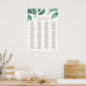 水彩の熱帯緑結婚のシーティングチャート ポスター (キッチン)