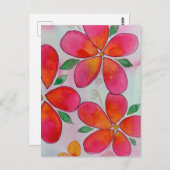 水彩の熱帯花 ポストカード (正面/裏面)