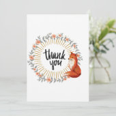 水彩の狐 デリケートな花輪 サンキューカード (スタンド正面)