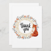 水彩の狐 デリケートな花輪 サンキューカード (正面/裏面)