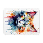水彩の猫のマルチカラースプラッシュアート マグネット (横)