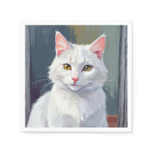 水彩の猫ペットアート 白猫