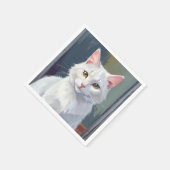 水彩の猫ペットアート 白猫 スタンダードカクテルナプキン (角)