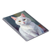 水彩の猫ペット絵画 白猫 ノートブック (右側)