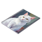 水彩の猫ペット絵画 白猫 ノートブック (左側)