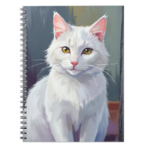 水彩の猫ペット絵画 白猫