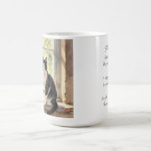 水彩の猫、花と詩 コーヒーマグカップ (中央)