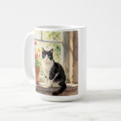 水彩の猫、花と詩 コーヒーマグカップ (正面左)