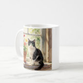 水彩の猫、花と詩 コーヒーマグカップ (正面左)