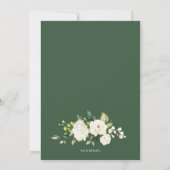 水彩の白いバラとハイドランジアのベビーシャワー 招待状 (裏面)