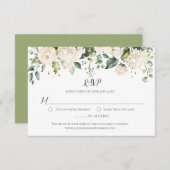 水彩の白い芍薬とバラのグリーン RSVP (正面/裏面)