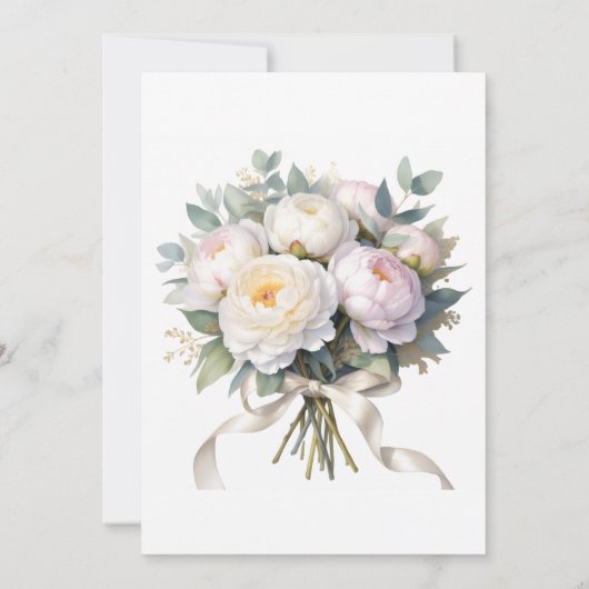 水彩の白い芍薬の朝食会 & 泡のあるもの 招待状 (裏面)