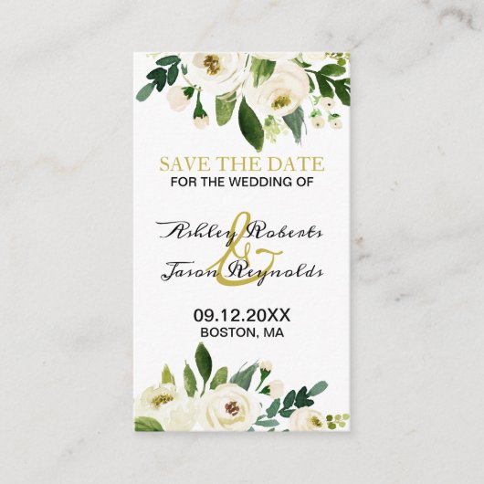 水彩の白い花保存日 エンクロージャーカード (正面)