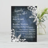 水彩の白い花　青　幸せな永遠 招待状 (スタンド正面)