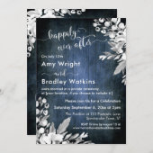 水彩の白い花　青　幸せな永遠 招待状 (正面/裏面)