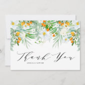 水彩の白い蘭とクマクマの花ガーランド サンキューカード (正面)