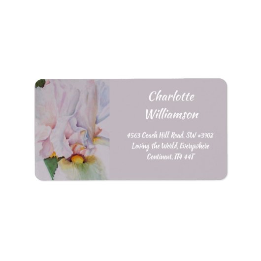 水彩の白い虹彩花 ラベル (正面)