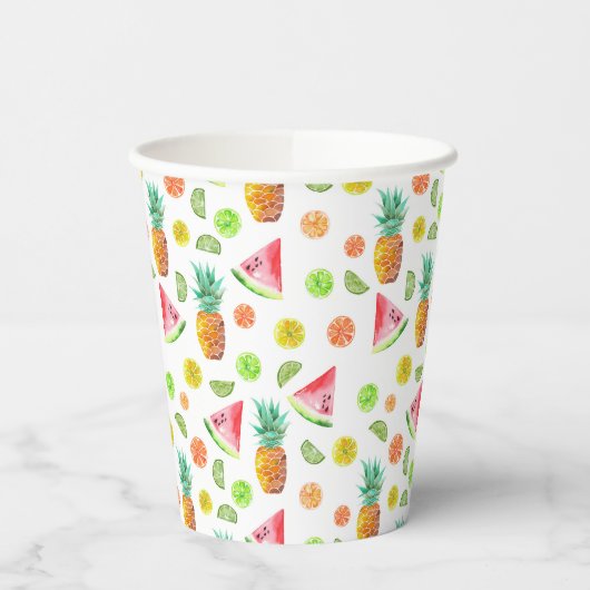 水彩の砂糖漬けの果物の柄 紙コップ (左)