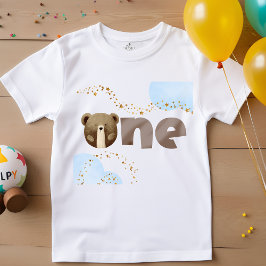 水彩の私たちの小さなクマは1歳の誕生日 ベビーTシャツ