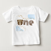 水彩の私たちの小さなクマは1歳の誕生日 ベビーTシャツ (正面)