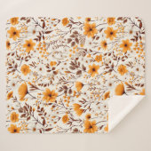 水彩の秋の落ち葉と花 シェルパブランケット (正面(横))