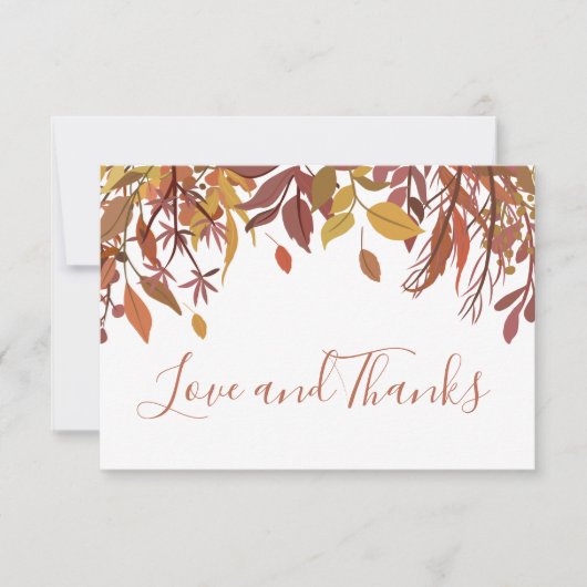 水彩の秋の葉 フラット ありがとうカード サンキューカード (正面)