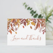 水彩の秋の葉 フラット ありがとうカード サンキューカード (スタンド正面)