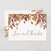 水彩の秋の葉 フラット ありがとうカード サンキューカード (正面/裏面)