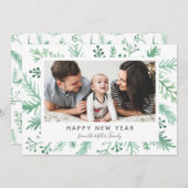 水彩の紅葉の新年のフォトフレーム シーズンカード (正面/裏面)