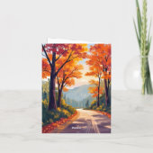 水彩の紅葉の葉のカード | 秋の道 カード (裏面)