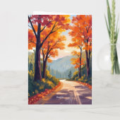 水彩の紅葉の葉のカード | 秋の道 カード (裏面)