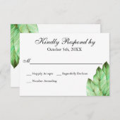 水彩の紅葉トロピカルウェディングRSVP 出欠カード (正面/裏面)