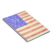 水彩の素朴なアメリカ国旗 ノートブック (右側)