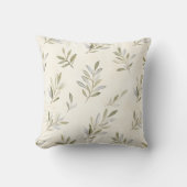 水彩の素朴なオリーブの枝 クッション (正面)