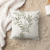 水彩の素朴なオリーブの枝 クッション (ブランケット)