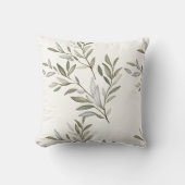 水彩の素朴なオリーブの枝 クッション (正面)