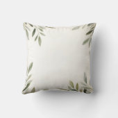 水彩の素朴なオリーブの枝 クッション (裏面)