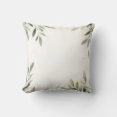 水彩の素朴なオリーブの枝 クッション (正面)