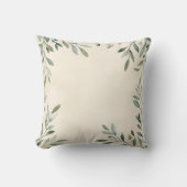 水彩の素朴なオリーブの枝 クッション (正面)