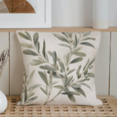水彩の素朴なオリーブの枝 クッション